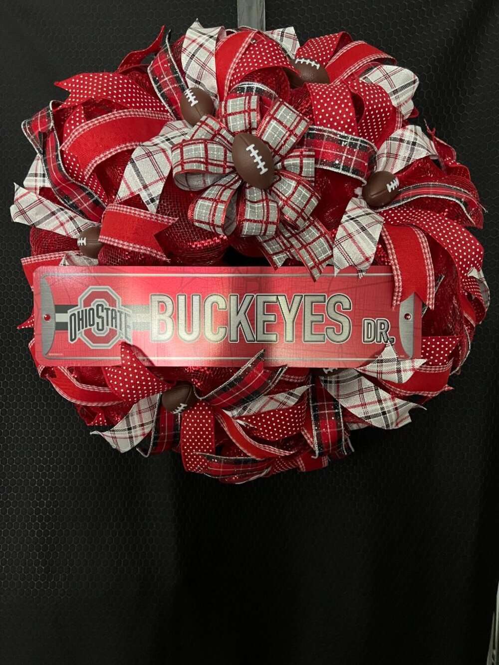 Ohio State Buckeyes Deco Mesh Football Wreath